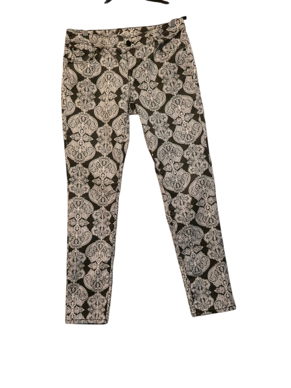 INC International Concepts Black and White Skinny Jeans with Damask Print